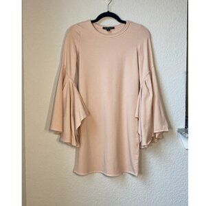 Boston Proper Pink long flared sleeve tshirt mini dress XXS